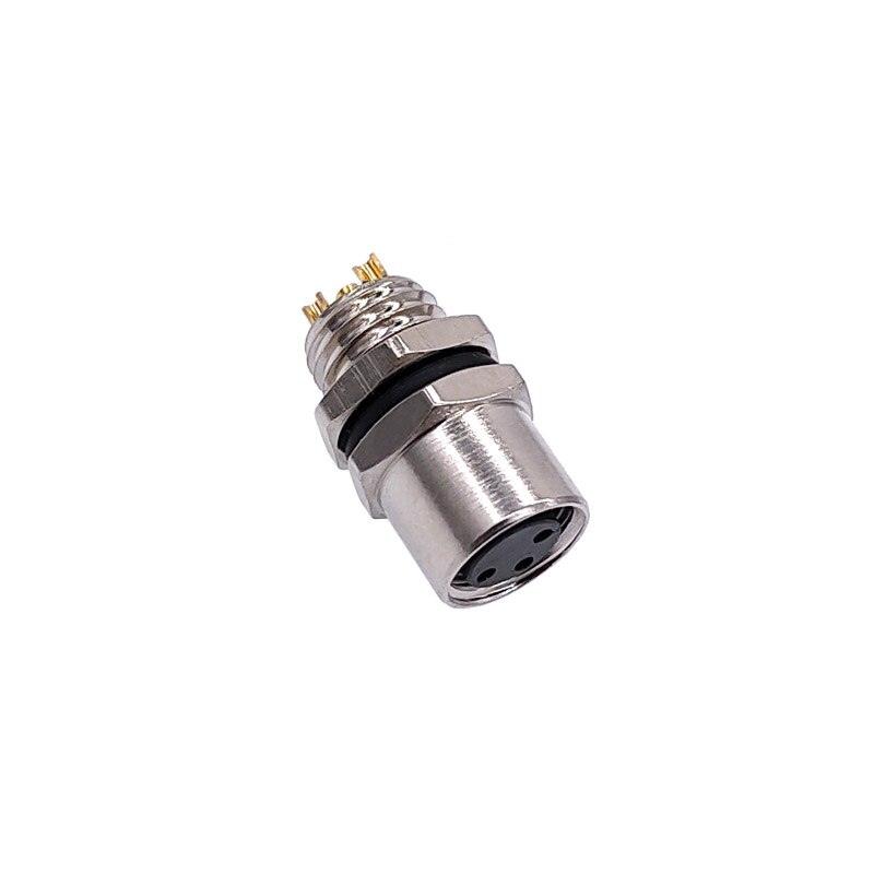 1Pc M8 panel back mount Sensor Connector Flange Socket threaded coupling Male&Female A Type 3 4Pin.