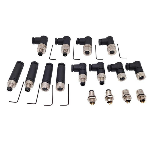 1Pc M8 sensor connector waterproof male&female plug straight angle screw threaded coupling 3 4 Pin Flange Socket back mount.m8 3 pin connector