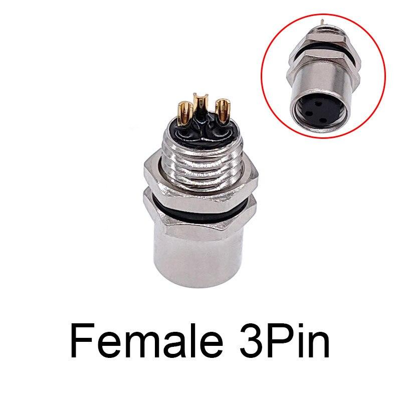 1Pc M8 sensor connector waterproof male&female plug straight angle screw threaded coupling 3 4 Pin Flange Socket back mount.