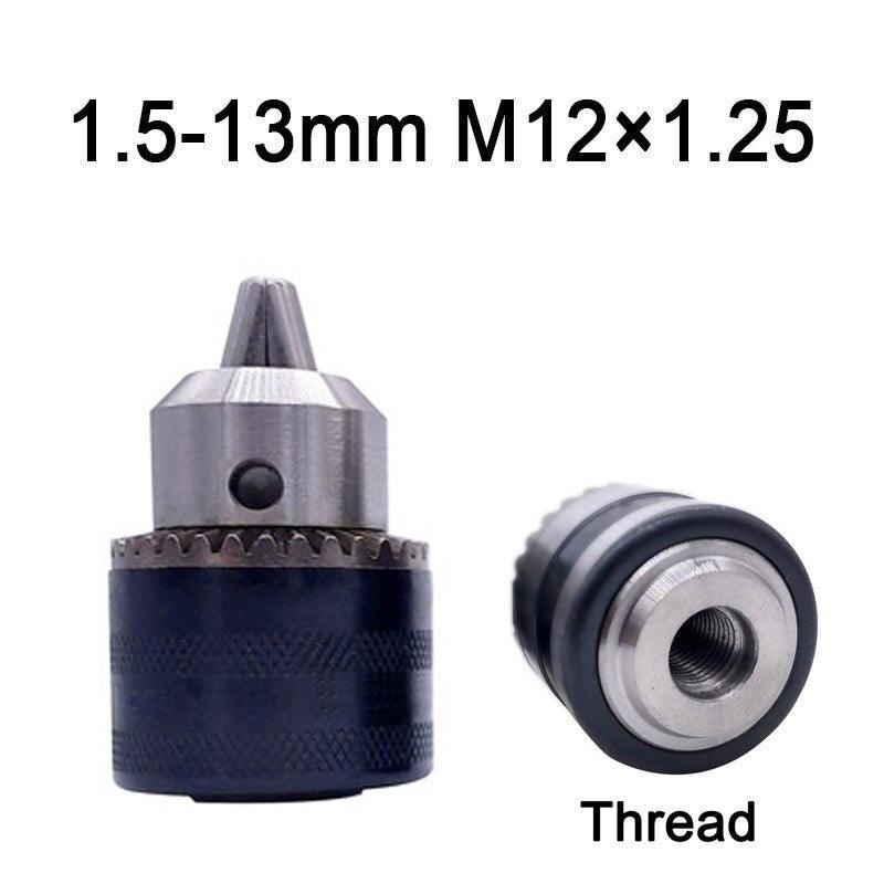 1pcs 1.5-13mm B16 3/8 Thread Drill Chuck Conversion Drill Chuck 1/2 M12x1.25 Wrench Into Electric Drill Keyless 3 Jaw Chuck.