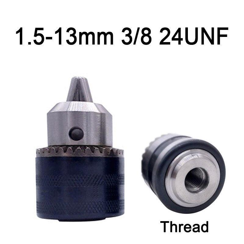 1pcs 1.5-13mm B16 3/8 Thread Drill Chuck Conversion Drill Chuck 1/2 M12x1.25 Wrench Into Electric Drill Keyless 3 Jaw Chuck.