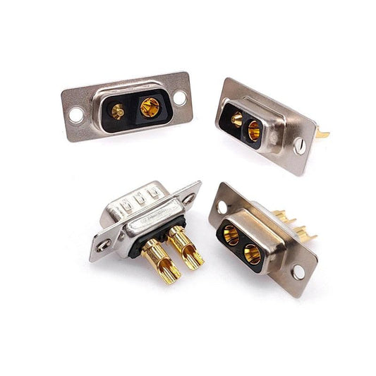 1PCS 2W2 2V2 30A 2 PIN Gold plated male female high current Connector D-SUB adapter solder type 2pin plug socket high power.