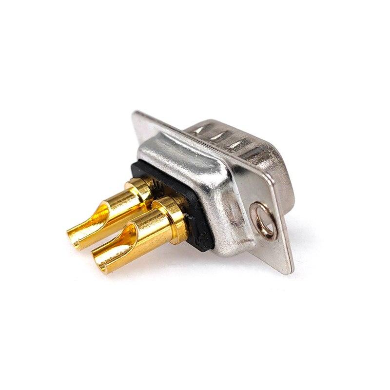 1PCS 2W2 2V2 30A 2 PIN Gold plated male female high current Connector D-SUB adapter solder type 2pin plug socket high power.