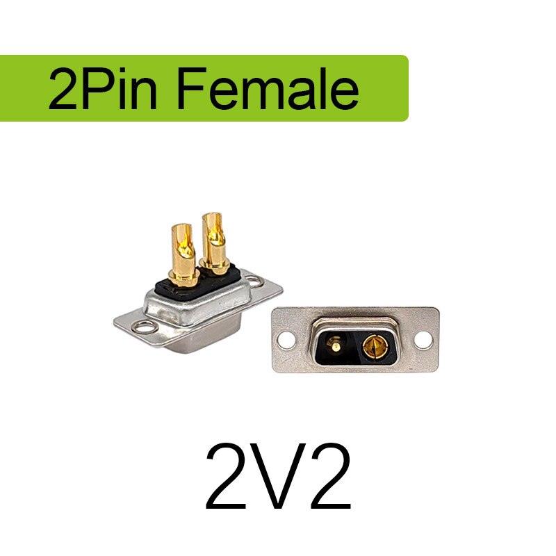 1PCS 2W2 2V2 30A 2 PIN Gold plated male female high current Connector D-SUB adapter solder type 2pin plug socket high power.