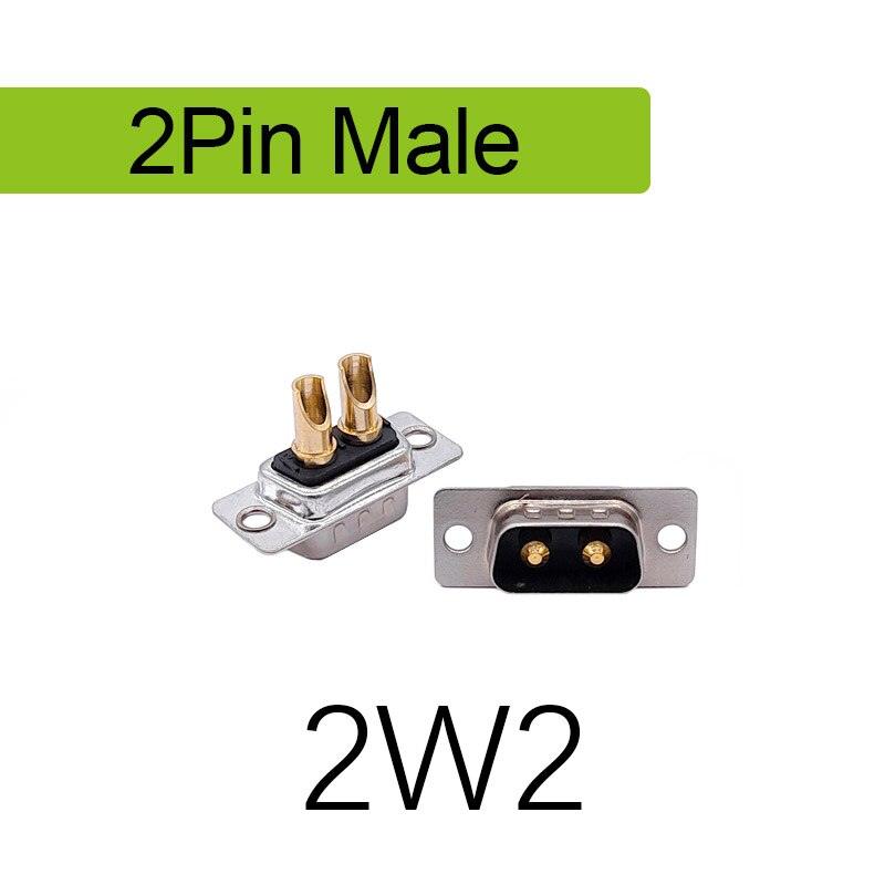 1PCS 2W2 2V2 30A 2 PIN Gold plated male female high current Connector D-SUB adapter solder type 2pin plug socket high power.