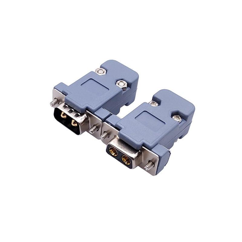 1PCS 2W2 2V2 30A 2 PIN Gold plated male female high current Connector D-SUB adapter solder type 2pin plug socket high power.