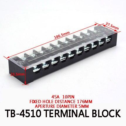 1Pcs Dual Row Barrier Screw Terminal Block Strip Wire Connector 600V 45A 3/4/6/10/12 Positions Optional.
