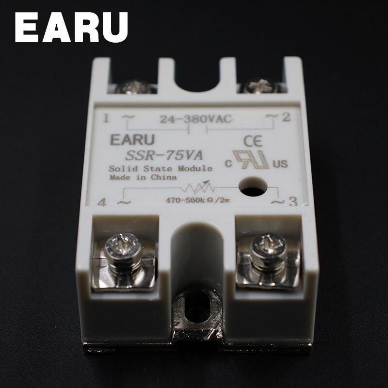 1pcs Solid State Relay Module SSR-75VA 75A 500K ohm TO 24-380V AC SSR 75VA Resistance Regulator.