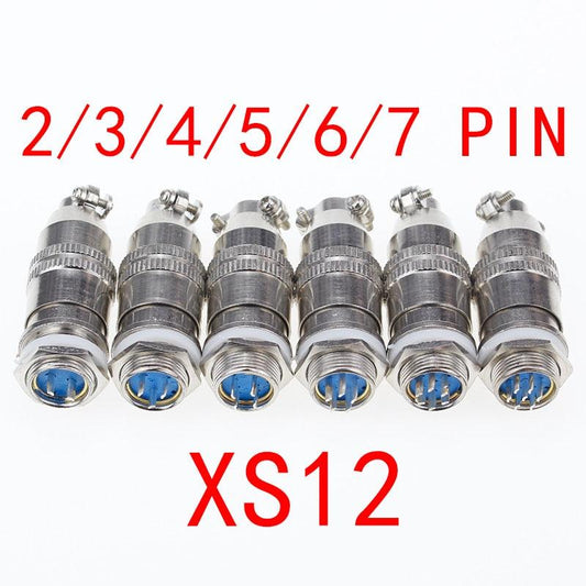 1PCS XS12 Aviation Plug 12mm 2 3 4 5 Pins Connector Air Plug Square/Round Socket.aviation connector