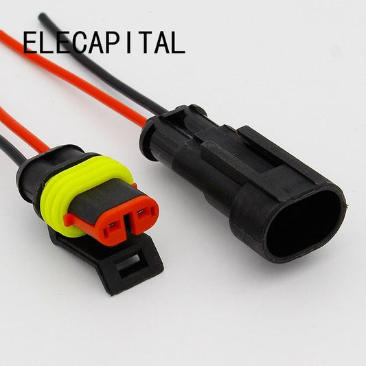 2 Pin Way Sealed Waterproof Electrical Wire Connector Plug Set auto connectors with cable.
