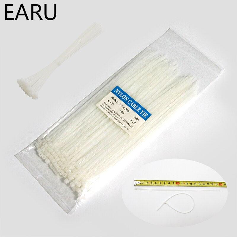 200mm Self-locking Nylon Cable Ties 8inch 100pcs Plastic Zip Tie 18 Lbs Black Wire Binding Wrap Straps SGS UL Certified Fastener.