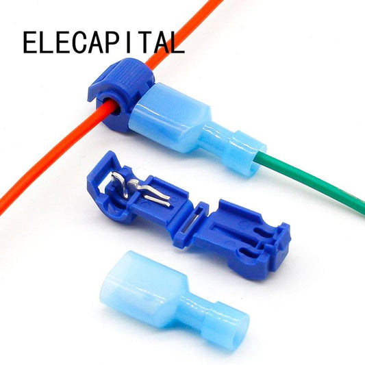 20pcs=10set L1 Blue T Type Quick Splice Crimp Terminal Wire Convenient Connector For 1.2-2.5mm Line Free Shipping.