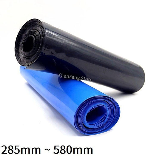 2M PVC Heat Shrink Tube 285mm ~ 580mm Blue Black Shrinkable Cable Sleeve Sheath Pack Cover for 18650 Lithium Battery Film Wrap.