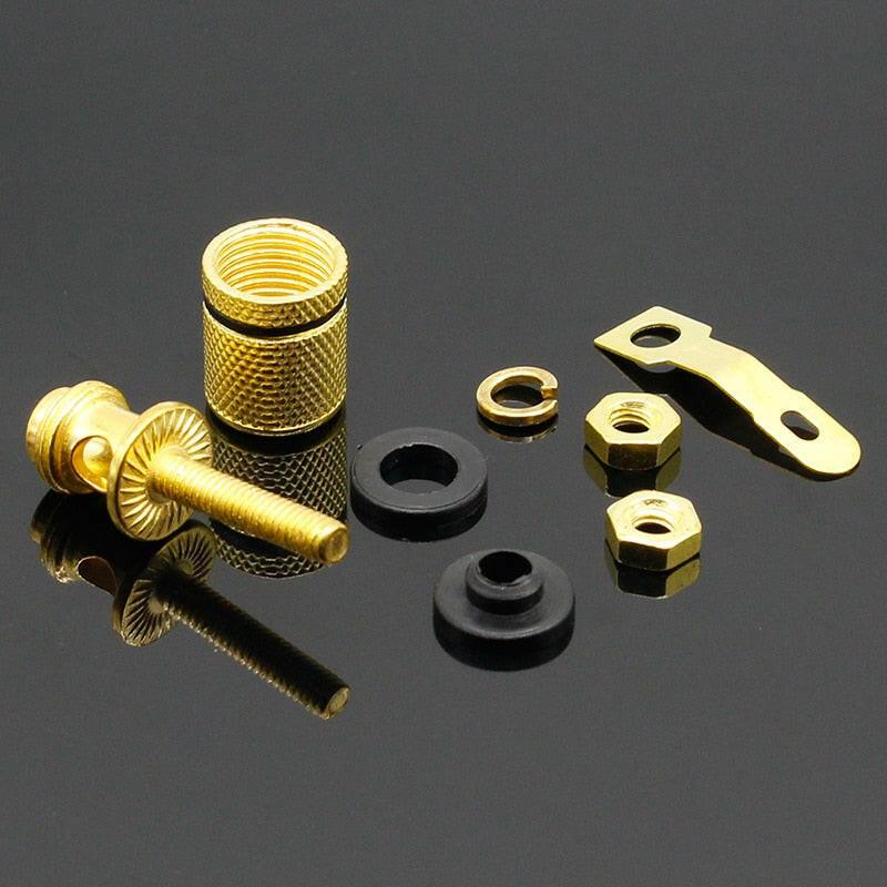 2pcs Gold Plated Amplifier Speaker Terminal Binding Post Banana Plug Socket Connector Suitable for 4mm banana plugs.