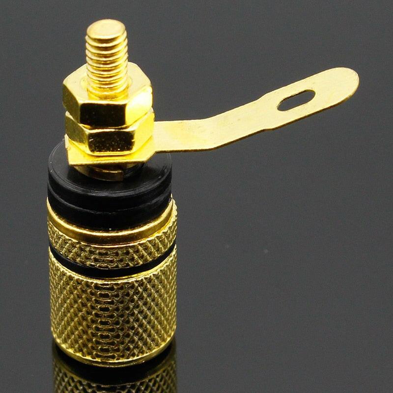 2pcs Gold Plated Amplifier Speaker Terminal Binding Post Banana Plug Socket Connector Suitable for 4mm banana plugs.
