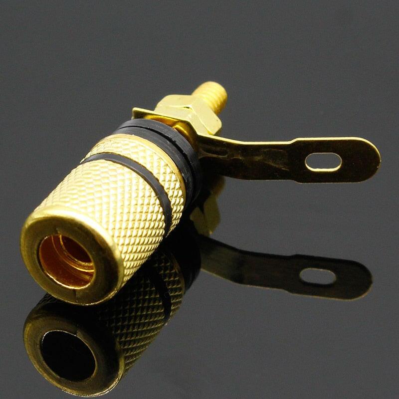 2pcs Gold Plated Amplifier Speaker Terminal Binding Post Banana Plug Socket Connector Suitable for 4mm banana plugs.