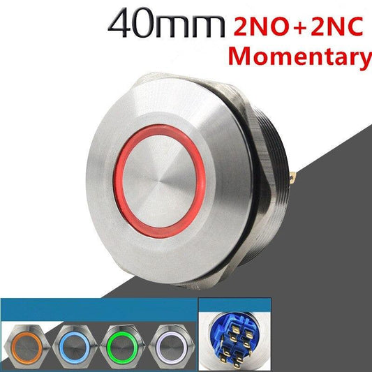 40MM 2NO 2NC Metal Momentary Waterproof LED Push Button.