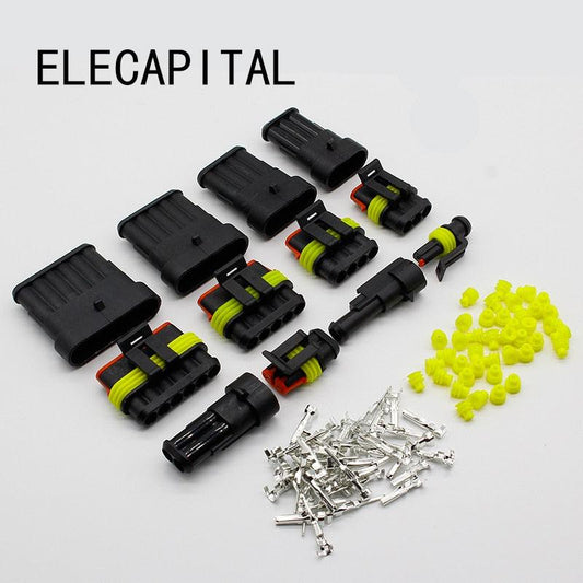5 Kits Flame retardancy 1P 2P 3P 4P 5P 6P way Sealed waterproof automotive Wire Connector Plug Car Motorcycle HID auto connector.