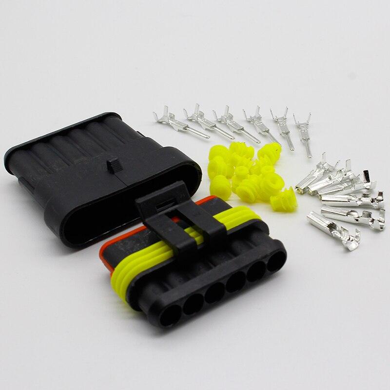 5 Kits Flame retardancy 1P 2P 3P 4P 5P 6P way Sealed waterproof automotive Wire Connector Plug Car Motorcycle HID auto connector.