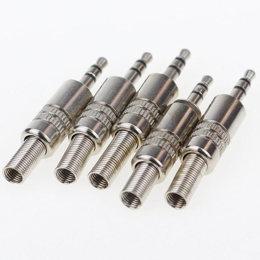 5 pcs 3.5mm 3-Pole Stereo Metal Plug Connector 3.5 Plug & Jack Adapter With Soldering Wire Terminals 3.5mm Stereo Plug.