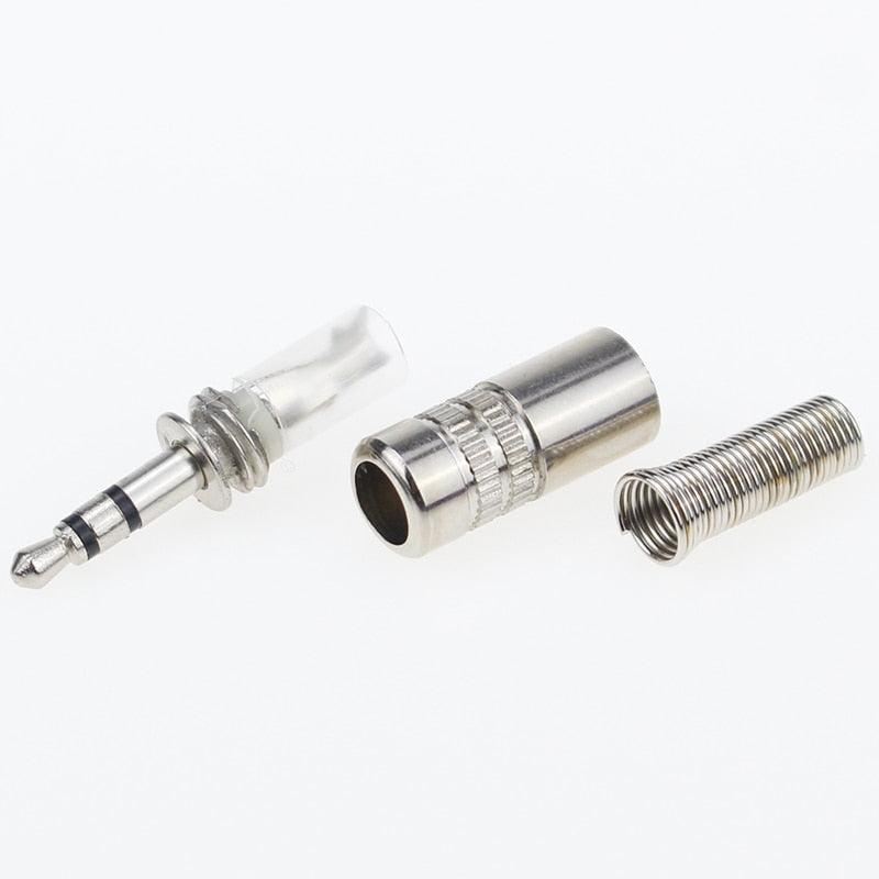 5 pcs 3.5mm 3-Pole Stereo Metal Plug Connector 3.5 Plug & Jack Adapter With Soldering Wire Terminals 3.5mm Stereo Plug.