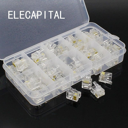50 pcs RJ11 6P6C Modular Jack Network Male Plugs, 6 Pin, Telephone Connector.