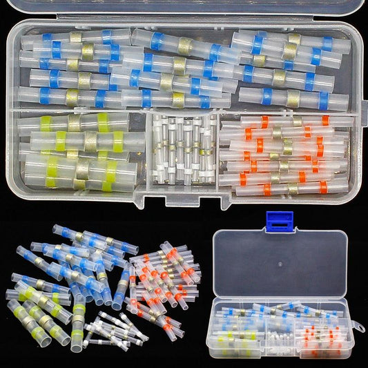 50pcs New Heat Shrink Solder Sleeves Wire Crimp Butt Terminals Connectors with Box 1.5-6.0mm.