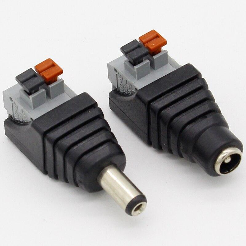 5pcs DC Male +5 pcs DC Female connector 2.1*5.5mm DC Power Jack Adapter Plug Connector for 3528/5050/5730 single color led strip.