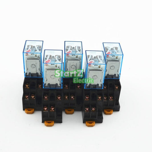 5Pcs/lot MY2NJ Mini relay | 5A DC24V 8PIN Coil DPDT With Socket Base.