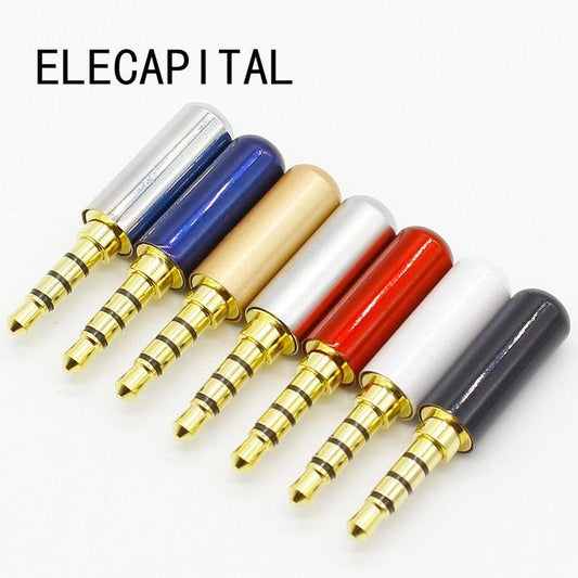 7pcs Copper Gold Plated 1/8" 3.5mm Male Mini Jack Plug soldering 4 pole plug Repair Headphone Cable Solder.