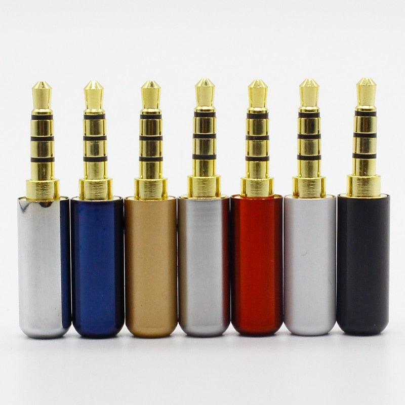 7pcs Copper Gold Plated 1/8" 3.5mm Male Mini Jack Plug soldering 4 pole plug Repair Headphone Cable Solder.