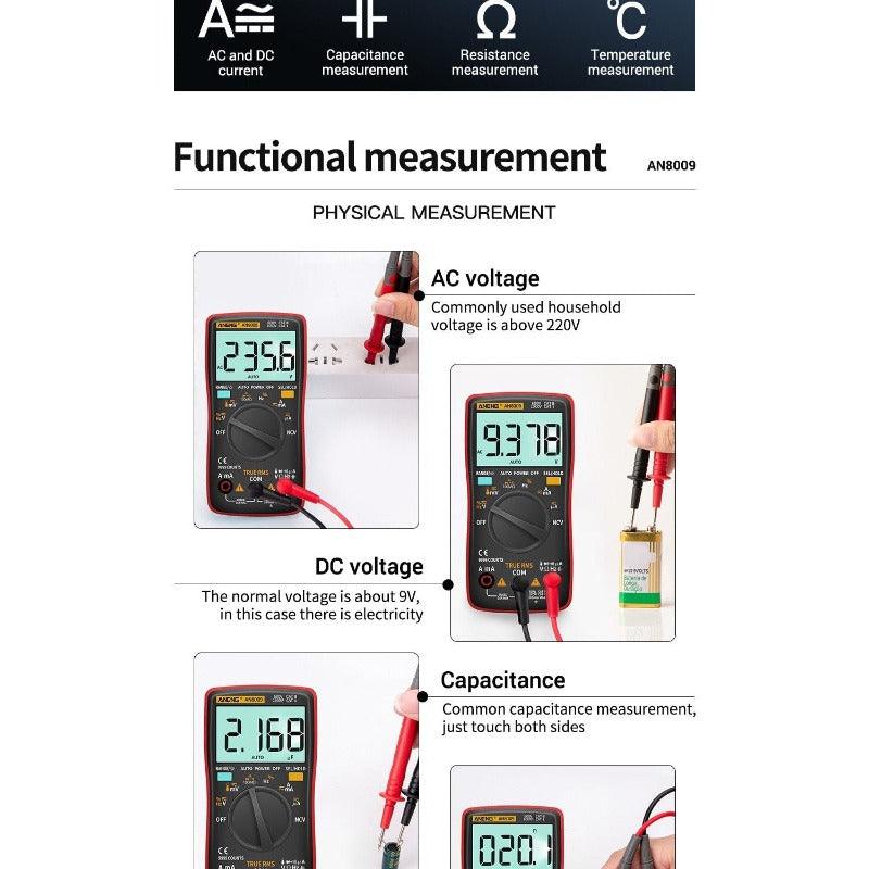 ANENG- AN8009 Digital Multimeter Transistor Testers| Capacitor True-RMS Tester.