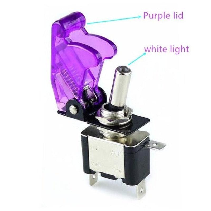 Auto Car Boat Truck Illuminated Led Toggle Switch| With Safety Aircraft Flip Up Cover Guard 12V20A transparent.
