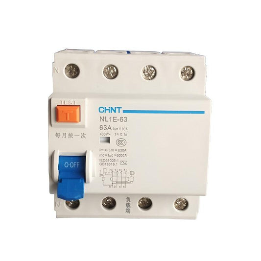 CHINT NL1E-63 3P+N 4P 63A 40A 25A 30MA RCCB 50HZ/60HZ Electronic Electric Leakage Breaker Residual current protection.