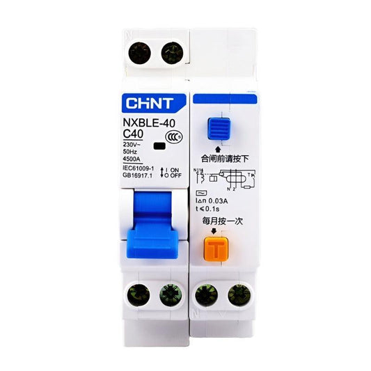 CHINT NXBLE-40 1+N DPNL RCBO 6A 10A 16A 20A 25A 32A 40A 230V 50/ Earth Leakage Circuit Breakers Leakage Protection DZ267LE.