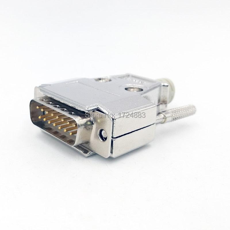 DB15 2 row Metal connector D Sub plug gold plated brass contactor 15 pin hole port socket female Male adapter.