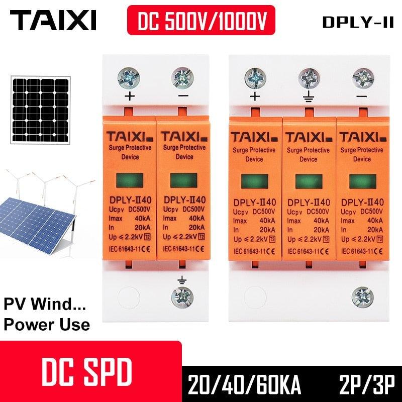 DC Surge Protector PV SPD 500V 800V 1000V System Used 20KA 40KA 60KA SPD 2 Poles 3P With PE Lightning Protect Wind Generator.