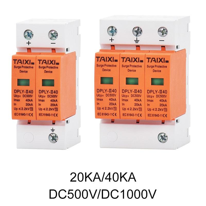 DC Surge Protector PV SPD 500V 800V 1000V System Used 20KA 40KA 60KA SPD 2 Poles 3P With PE Lightning Protect Wind Generator.