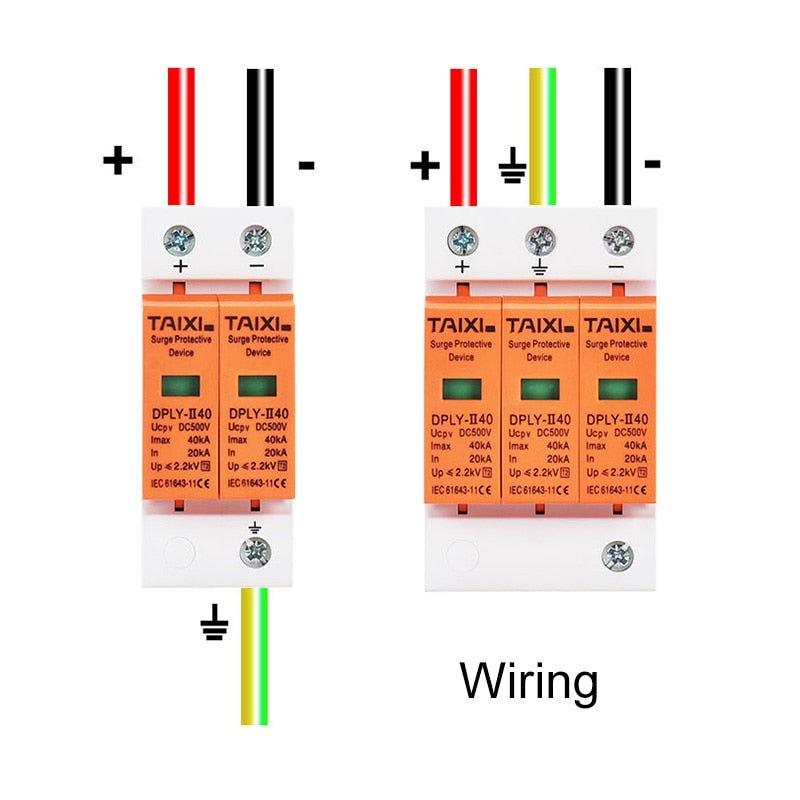 DC Surge Protector PV SPD 500V 800V 1000V System Used 20KA 40KA 60KA SPD 2 Poles 3P With PE Lightning Protect Wind Generator.
