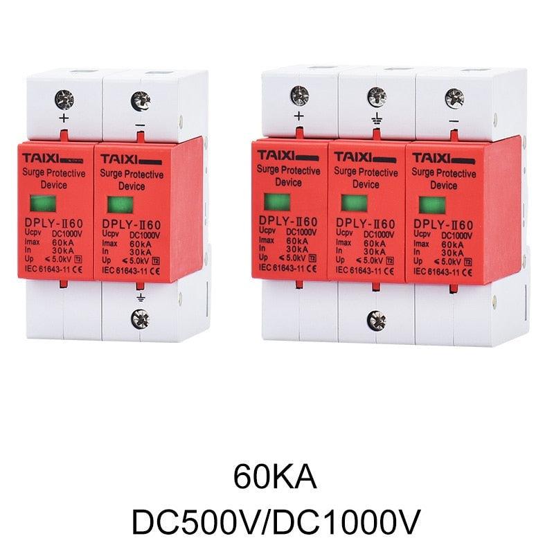 DC Surge Protector PV SPD 500V 800V 1000V System Used 20KA 40KA 60KA SPD 2 Poles 3P With PE Lightning Protect Wind Generator.