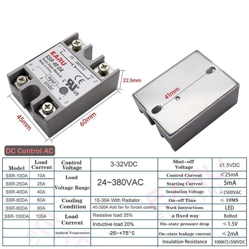 Digital PID Temperature Controller Thermostat REX-C100 + Max 40A SSR SSR-40DA Relay + K Thermocouple M6 1M Probe with Heat Sink.