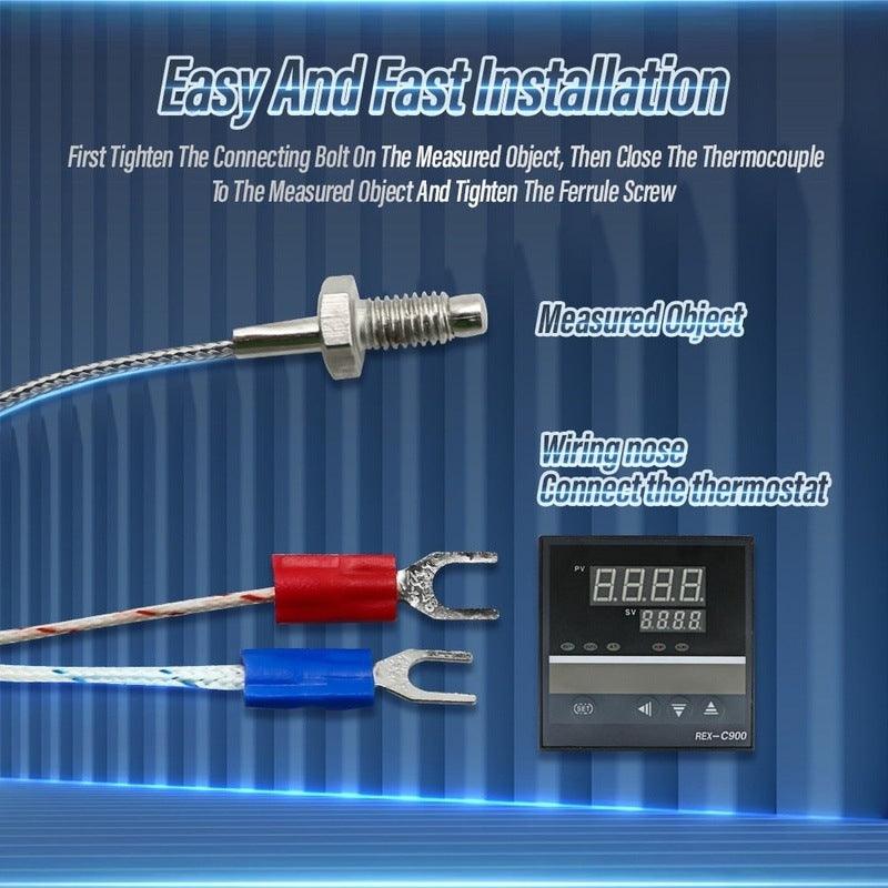 Digital PID Temperature Controller Thermostat REX-C100 + Max 40A SSR SSR-40DA Relay + K Thermocouple M6 1M Probe with Heat Sink.