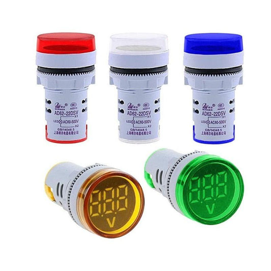 DIY Digital Voltmeter 22mm Round AC 60 -500V Volt Voltage Tester| Meter Monitor Power LED Indicator.