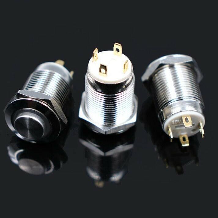 EARU- 12mm High Round Waterproof Momentary Metal Push Button.
