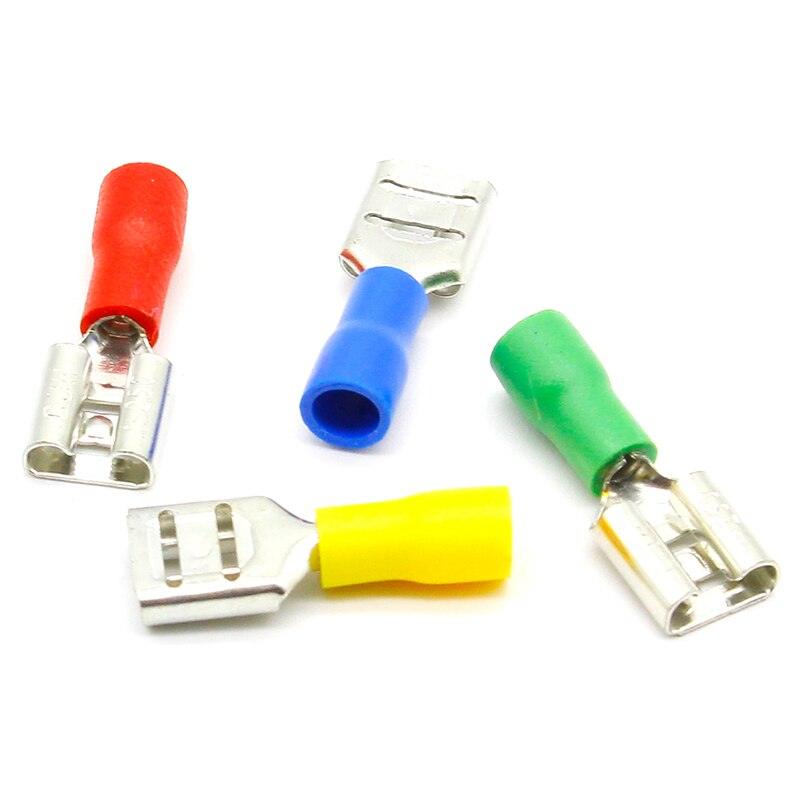 FDD1-250 Female Insulated Electrical Crimp Terminal for 22-16 AWG Connectors Cable Wire Connector 100PCS/Pack FDD1.25-250 FDD.