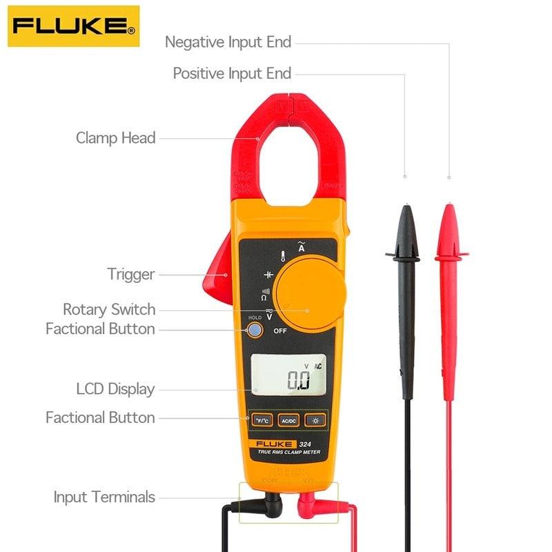 Fluke 324 True-RMS Clamp Meter with Temperature Capacitance Measurements and Carry Bag 40/400A AC 600V AC/DC.
