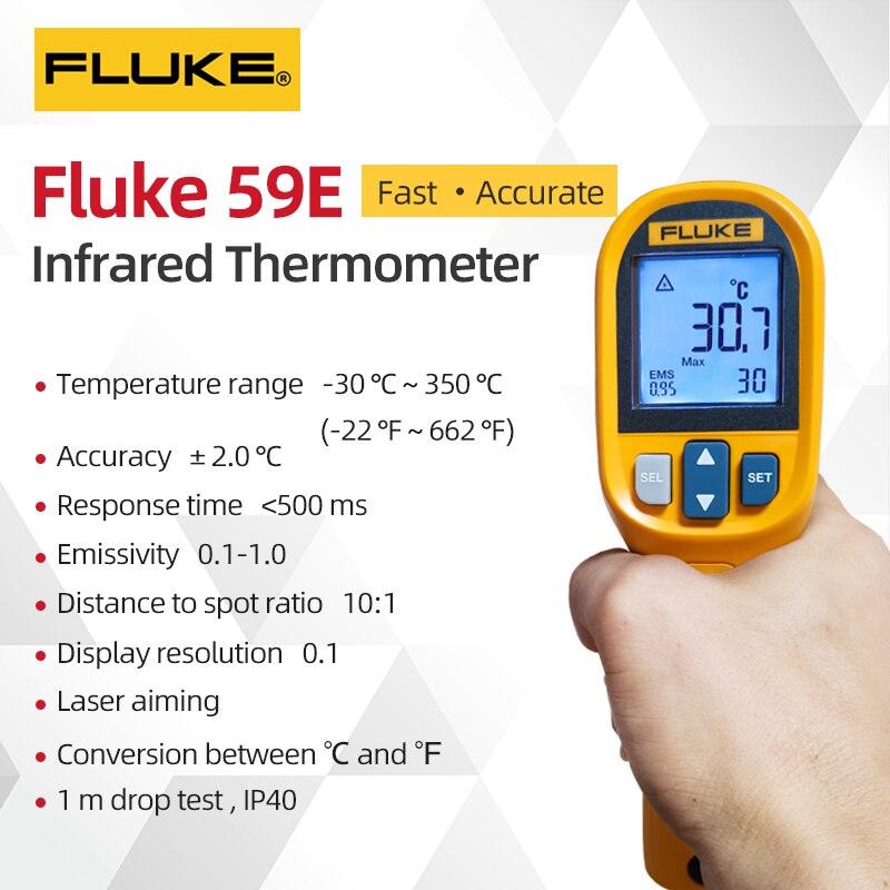 FLUKE 59E /59 Mini Infrared Thermometer Digital Handheld Temperature Tester Laser Thermometer Gun.