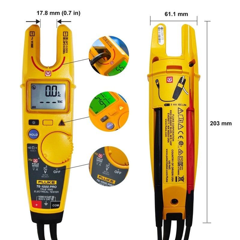 FLUKE T6-1000 PRO Clamp Ammeters 1000V AC/DC Non-Contact Voltage Clamp Meter Continuous Current Electrical Tester True RMS.