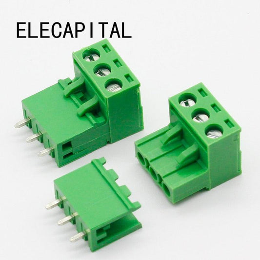 Free shipping 10 sets ht5.08 3pin Terminal plug type 300V 10A 5.08mm pitch connector pcb screw terminal block.