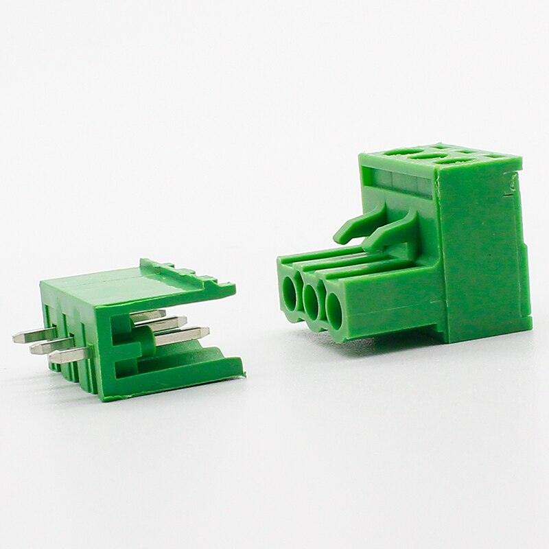 Free shipping 10 sets ht5.08 3pin Terminal plug type 300V 10A 5.08mm pitch connector pcb screw terminal block.